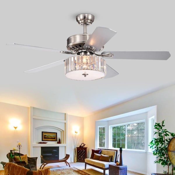 Warehouse Of Tiffany CFL-8174REMO-SN 52 in. Kimalex Indoor Remote Controlled Ceiling Fan with Light Kit, Silver CFL-8174REMO/SN - main